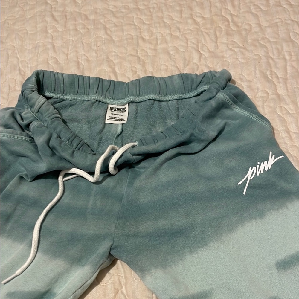 PINK Victoria's Secret Green Sweatpants with Elastic Waistband